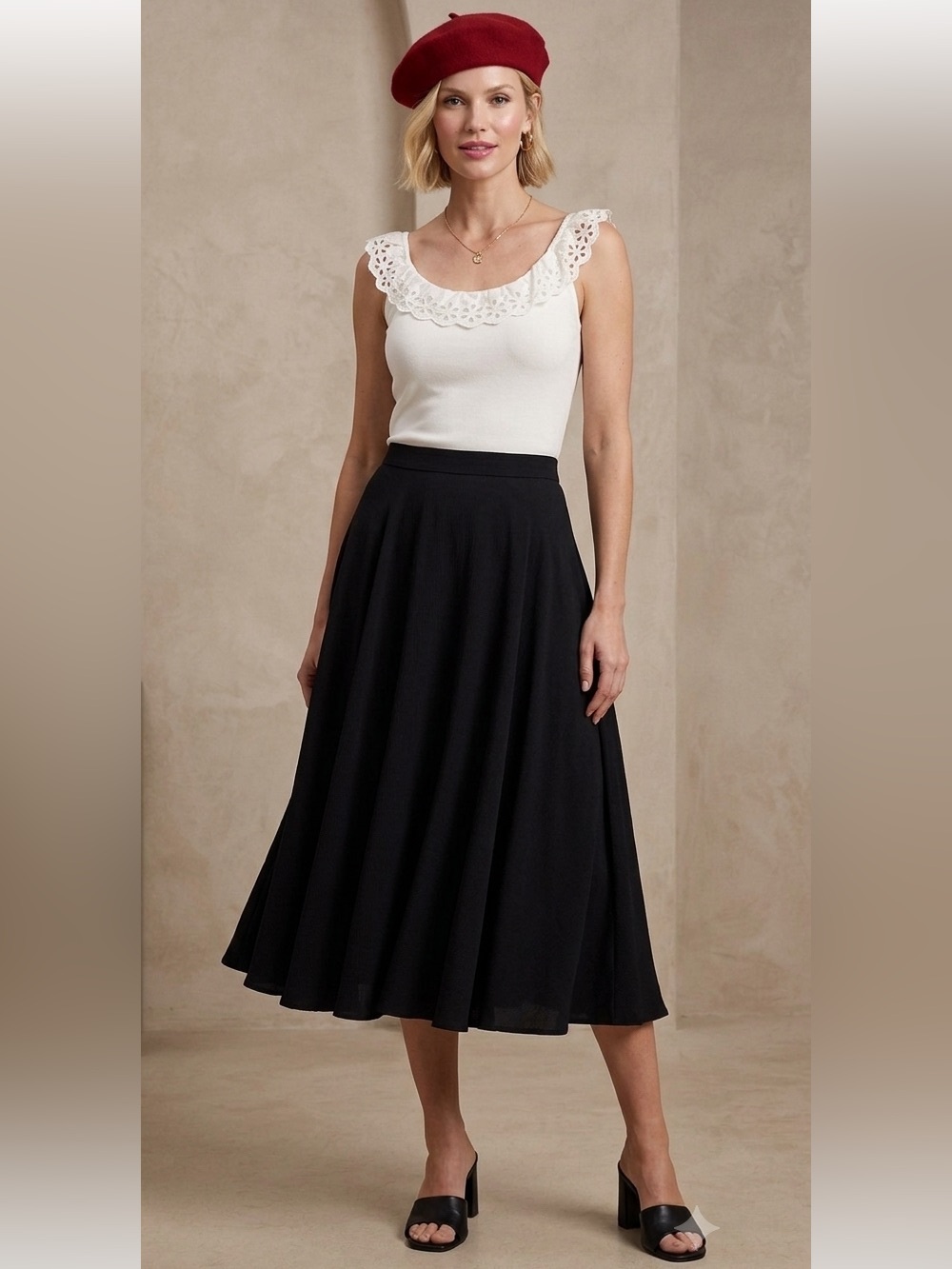 Ann Taylor White Eyelet Trim Tank Top
